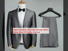Slight Elasticity 465GSM  Glossy Fabric Metal Wire TR Fabric For Suit
